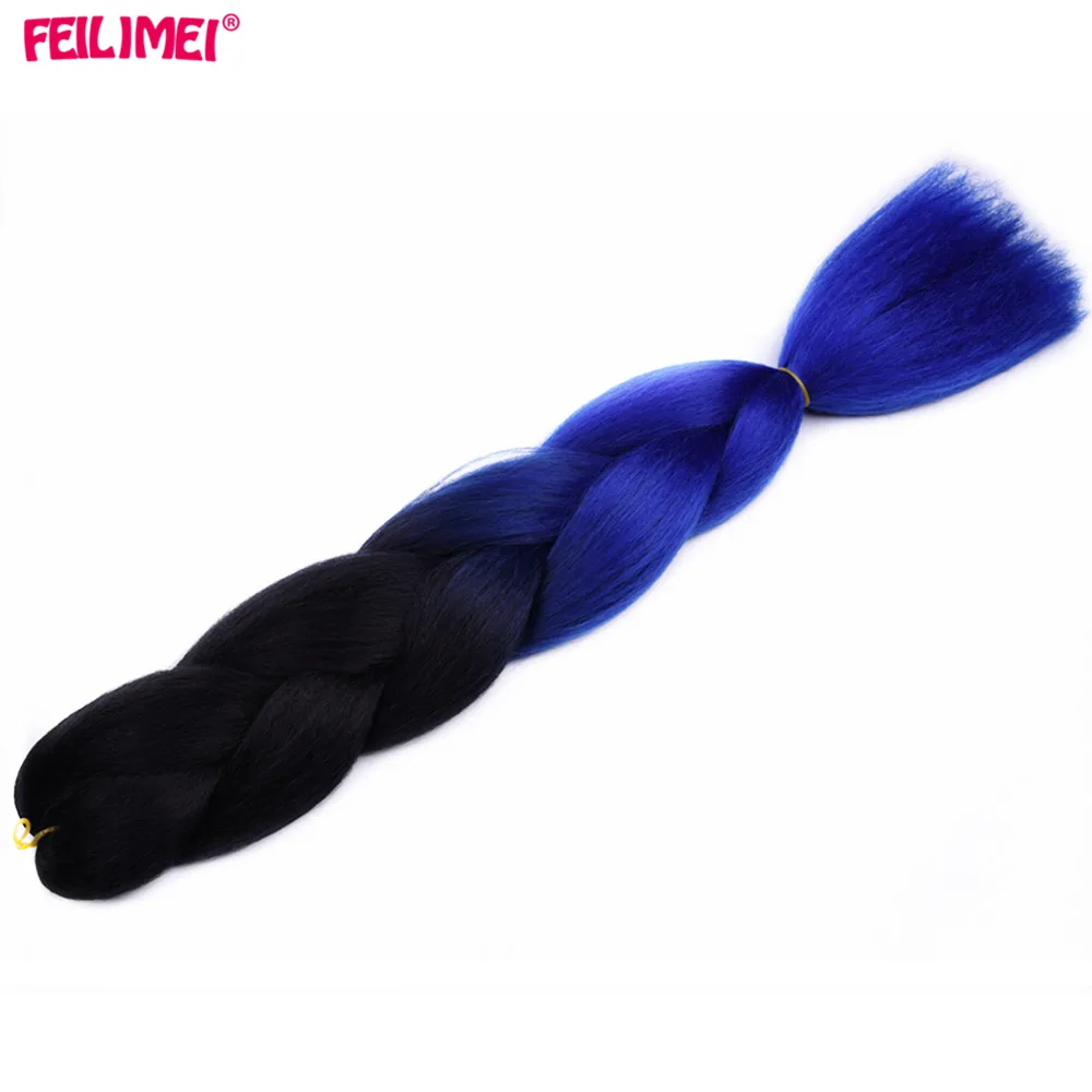 Feilimei, фиолетовые, синие, огромные косички для наращивания, синтетические волосы, 24 дюйма(60 см), 100 г/шт., два/три оттенка, Омбре, вязанные крючком косички, волосы оптом - Цвет: P18/22