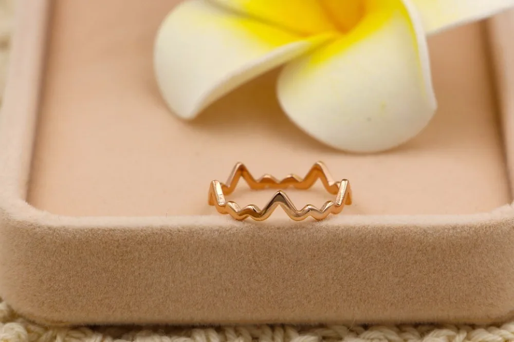 Женское кольцо в форме ЭКГ из нержавеющей стали|wave ring|fashion rings womenring women |