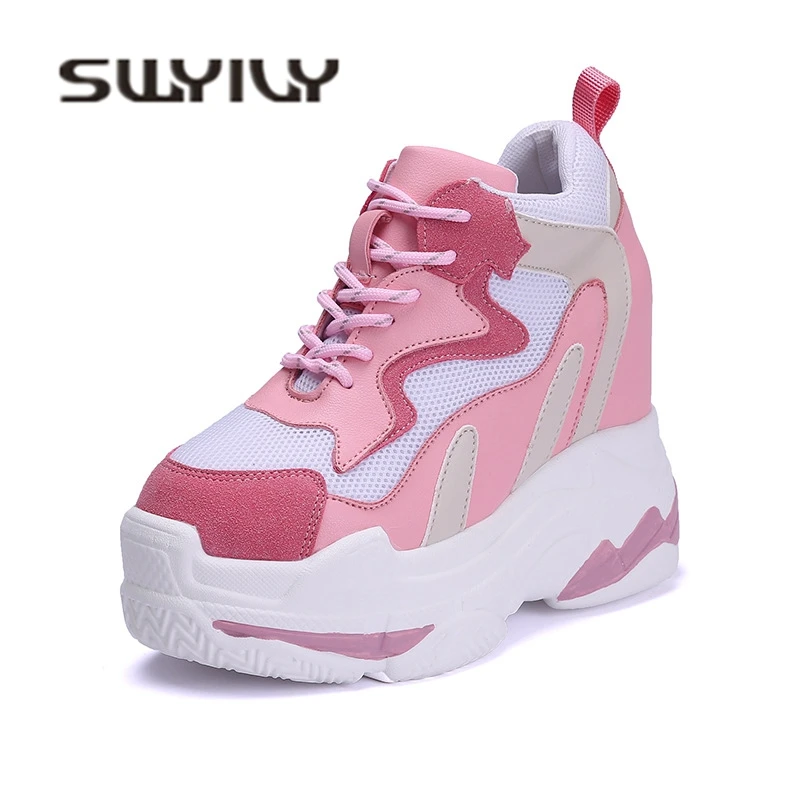 Кроссовки SWYIVY на очень высокой танкетке женские осенние кроссовки платформе для