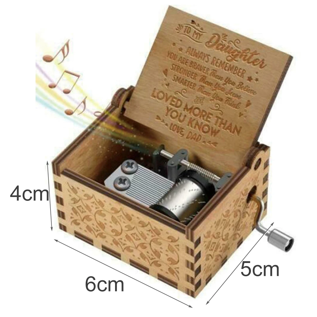1 pc de tipo antiguo tallado a mano caja de música papá a hija \ 1 pc de tipo antiguo tallado a mano caja de música papá a hija \