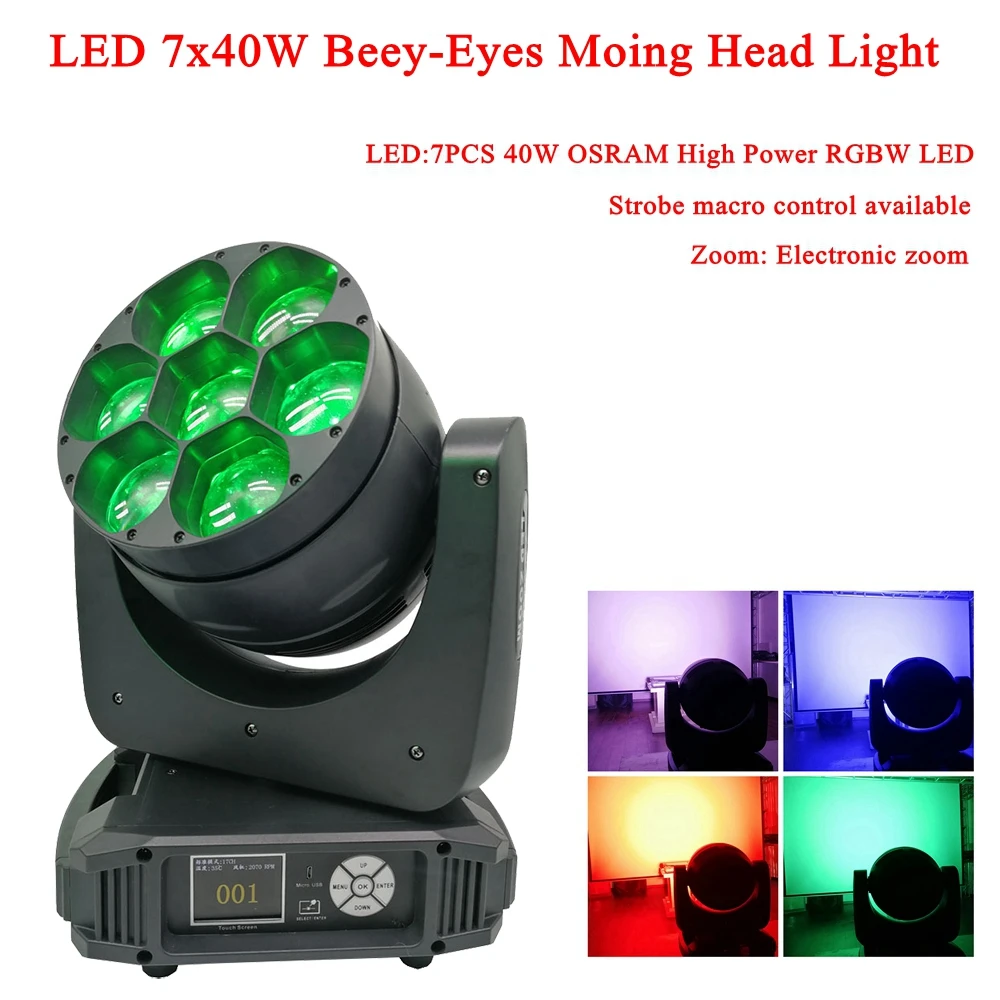 

Moving Head LED Bead Wash Stage Lighting 7x40W Beey-Eyes RGBW 4IN1 High Power DJ Professional Stage Light For Christmas Party