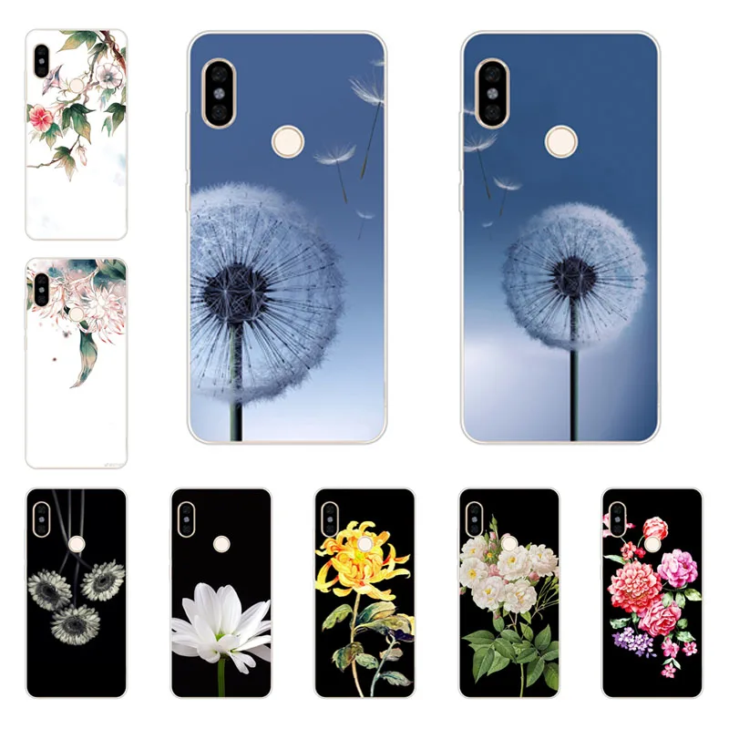 Чехол xiaomi redmi s2 мягкая задняя крышка из ТПУ с силиконовыми цветами для Защитные