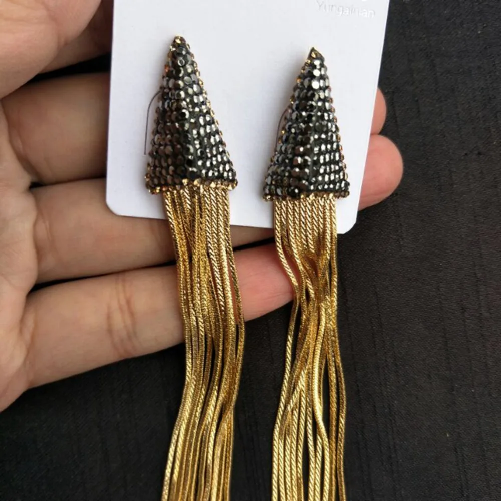 Gold Chain Tassel Earrings Women's Fashion Long Drop Earrings for Women