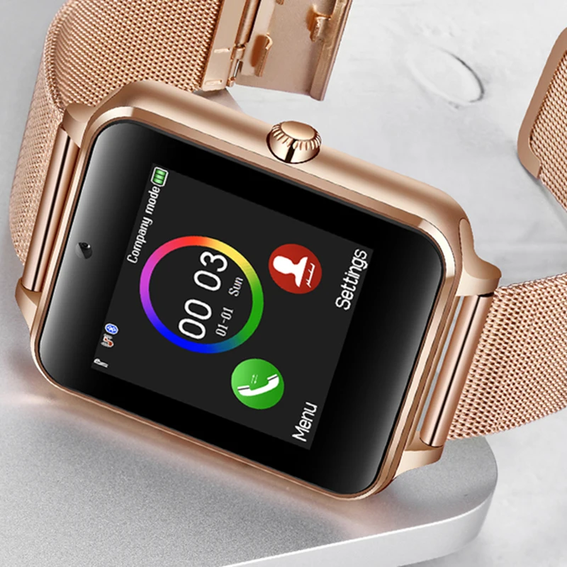 

Fashion Men Women Smart Watch LED Color Touch Screen Bluetooth Music Player Call Vibration Prompt Support SIM Card smartwatch