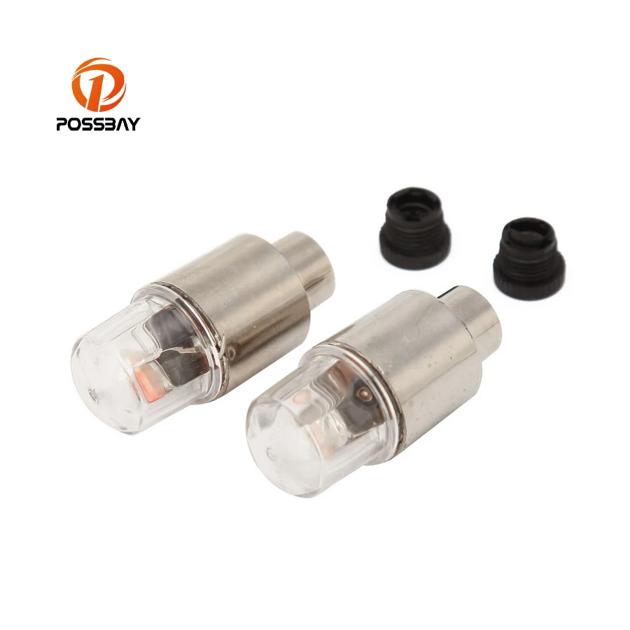 POSSBAY 4Pcs Car Tire Valve Caps Blue LED Motorcycle Wheel Tyre Tire
