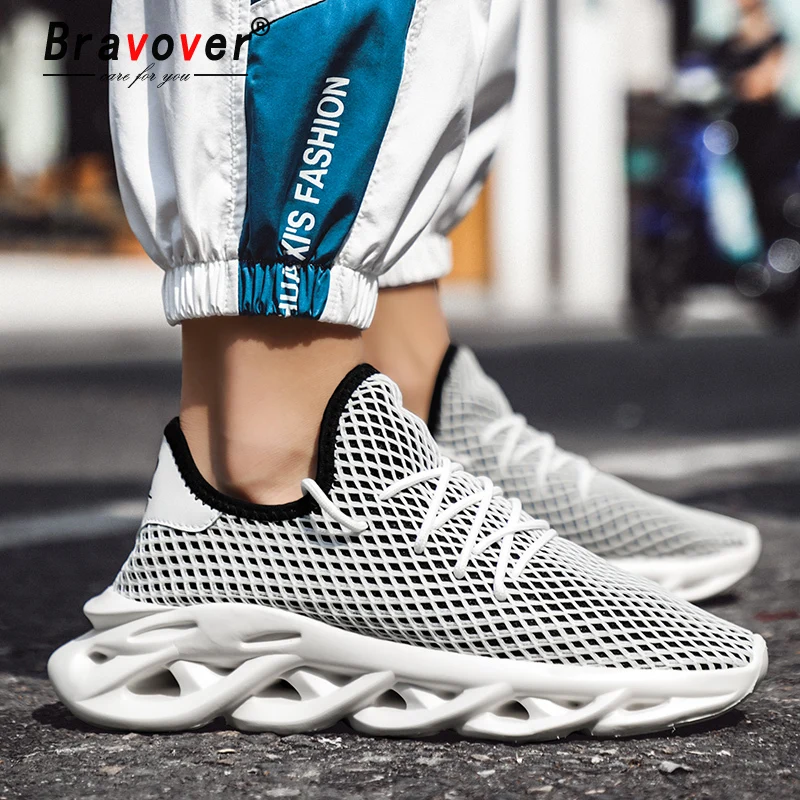 

New Breathable Men Sport Running Shoes Lace-up Cushioning Man Sneakers Comfortable Lace-up Jogging Walking Athletic Footwear