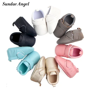 

Sundae Angel Newborn baby first walkers Anti-slip Fringe Solid Shoes for newborn baby girls soft sole Toddler shoes For 0-18M
