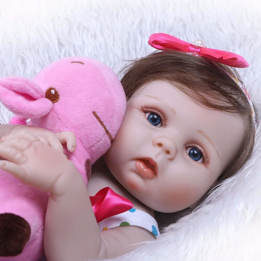 Realistic 22inch Reborn Baby Girl Doll Clothes Set Full Silicone Vinyl Newborn Baby Doll Kids Wear Model Doll