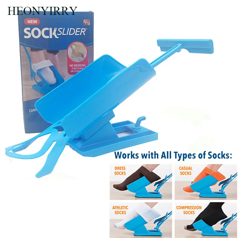 

1pc Sock Slider Aid Blue Helper Kit Helps Put Socks On Off No Bending Shoe Horn Suitable For Socks J35