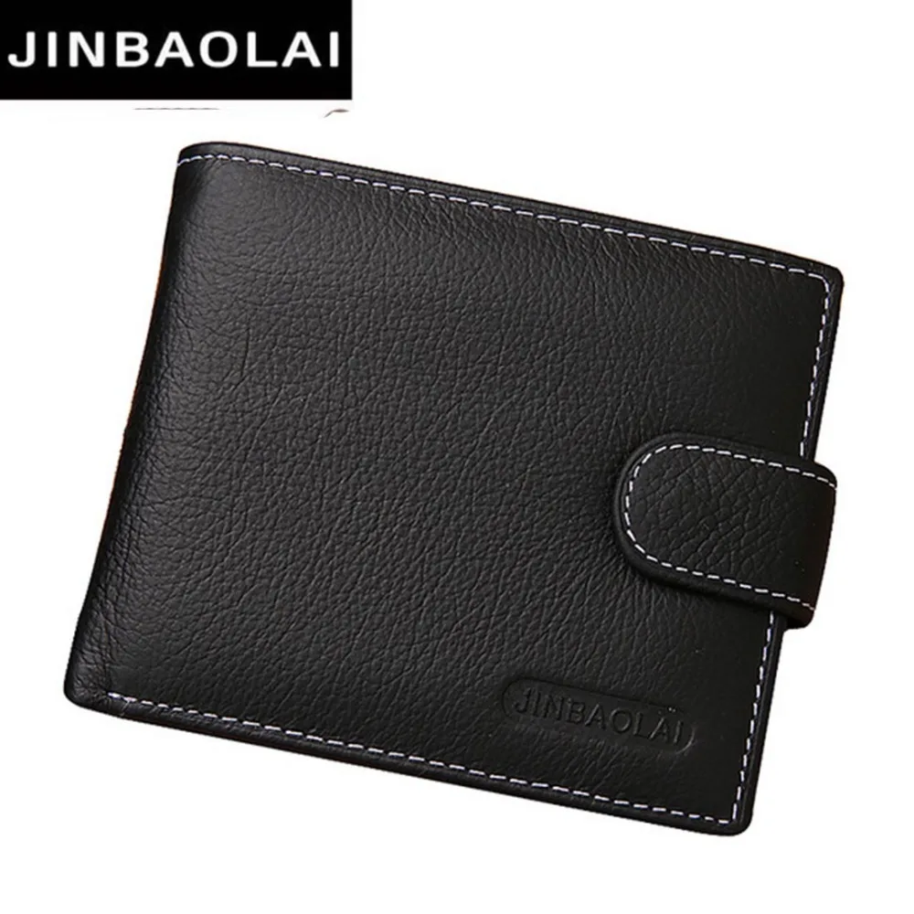 JINBAOLAI Leather Men Wallets Solid Sample Style Zipper font b Purse b font Man Card Horder