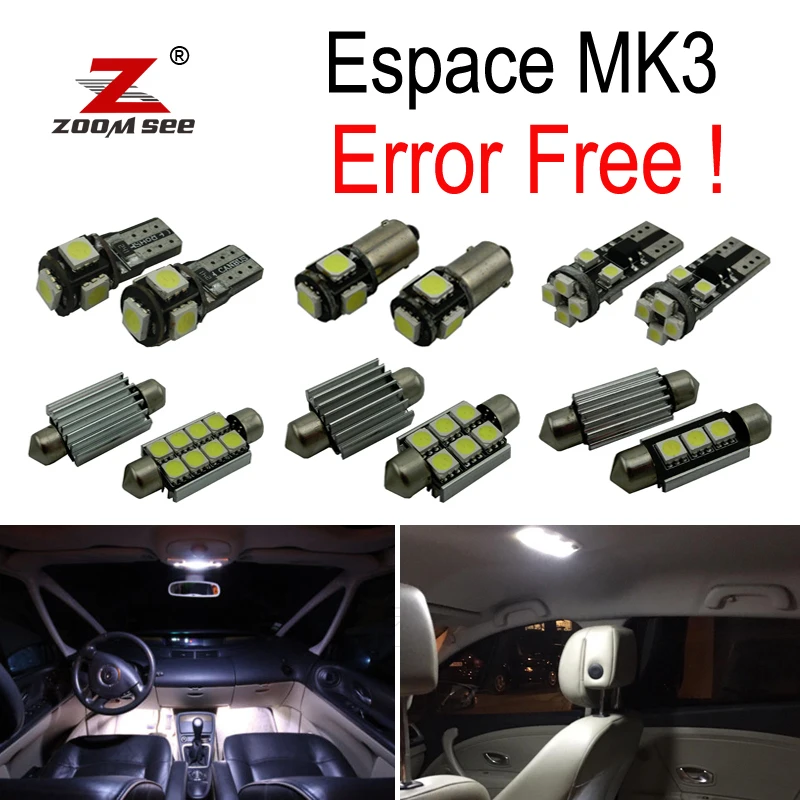

10pc x For 1997-2002 Renault Espace 3 III MK3 Error Free Car LED bulbs Interior Reading dome map trunk Light Kit