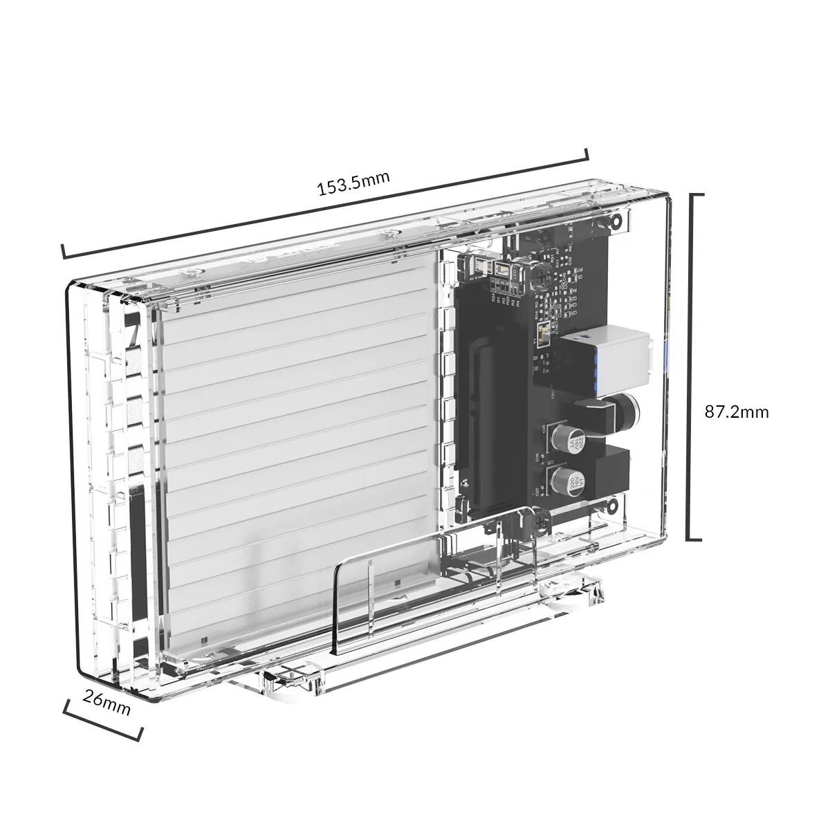 ORICO 2 Bay 2,5 ''прозрачный жесткий диск SATA для USB 3,0 HDD Чехол Поддержка UASP для 7-9,5 мм HDD SSD с адаптером 5V2A