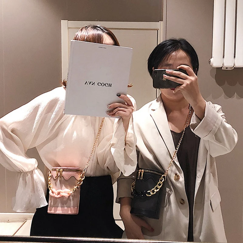 Женская летняя сумка-ведро, Новая корейская модная маленькая круглая сумка с цепочкой, сшитая сумка через плечо