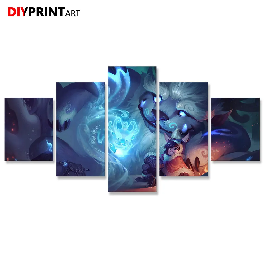 

LoL Willump Nunu 5 Panels Wall Painting Poster Wall Pictures for Living Room A2232