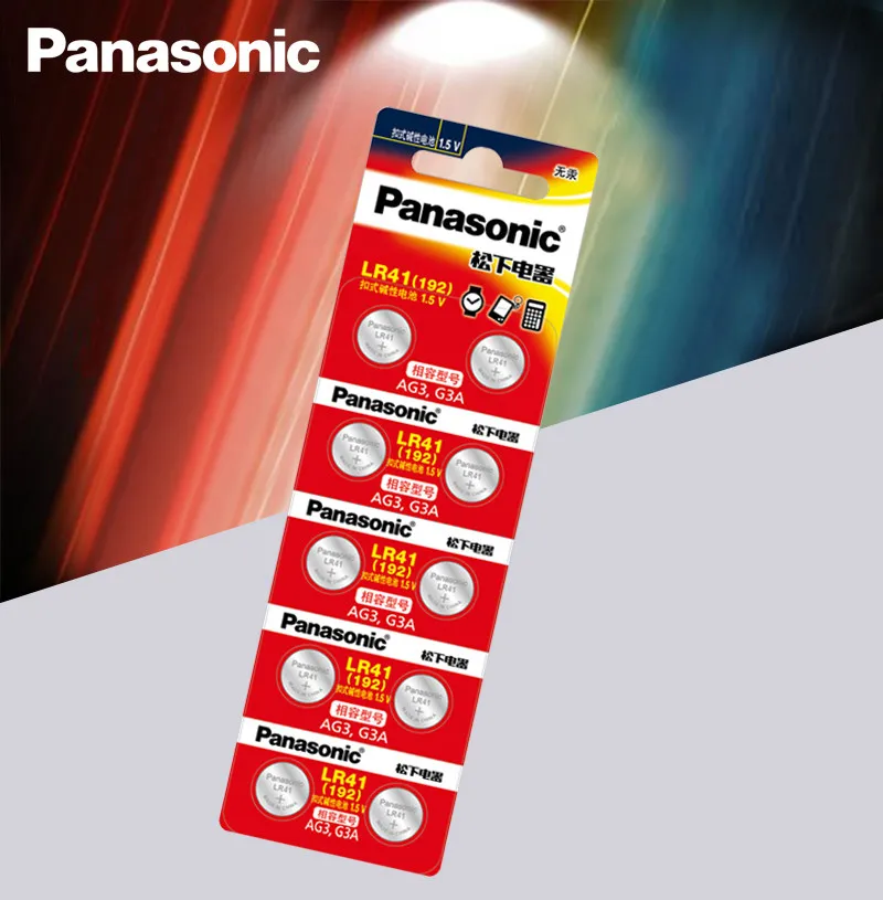 6 шт./лот LR41 батарейки Panasonic 100% оригинальные SR41 AG3 G3A L736 192 392A Zn/MnO2 1 5 V литиевые