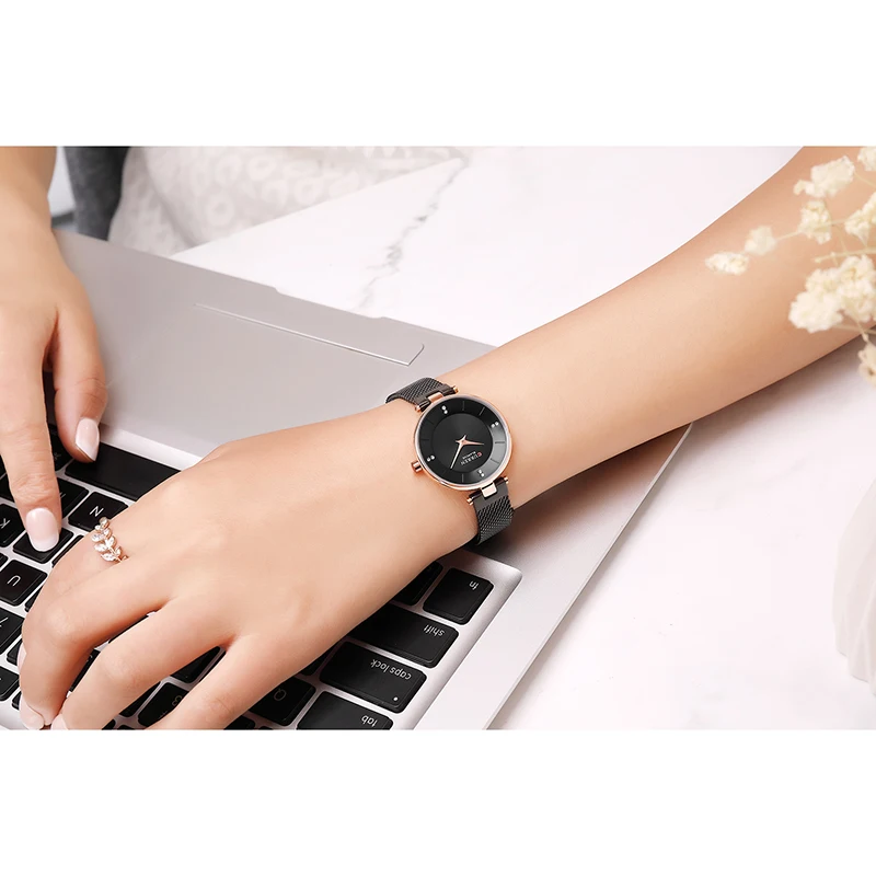 Fashion Women Watch 2019 Best Sell Casual Dial Clock Luxury High Quality Casual New Mesh Stainless Ladies Quartz Wrist Watches