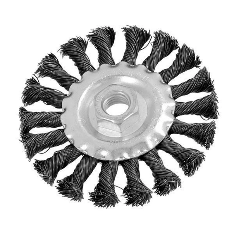 

100mm Landscaping Rotary Weed Brush Joint Knot Steel Wire Wheel Brush Disc