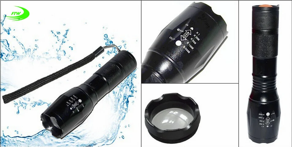 Top flashlight T6 led flash light 7W 2000 Lumens 3 Mode high power zoomable waterproof torch lamp flash light 14650 /AAA FL0811 3