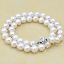 10mm Natural freshwater pearl necklace 42cm natural round beads pearl fine jewelry statement necklace pearl jewelry bijoux women