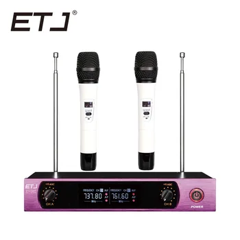 

ETJ U-102 Wireless Microphone with Screen 50M Distance 2 Channel Handheld Mic System Karaoke Wireless Microphone