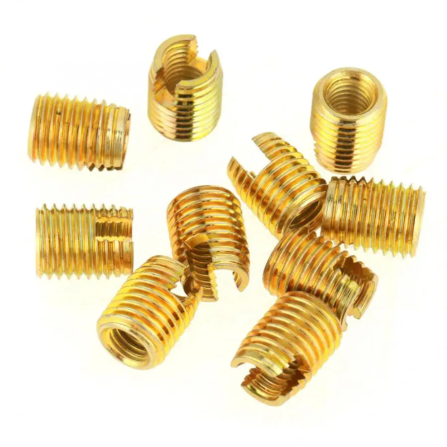 

50Pcs Brass Tone Self Tapping Thread Slotted Inserts Combination Set