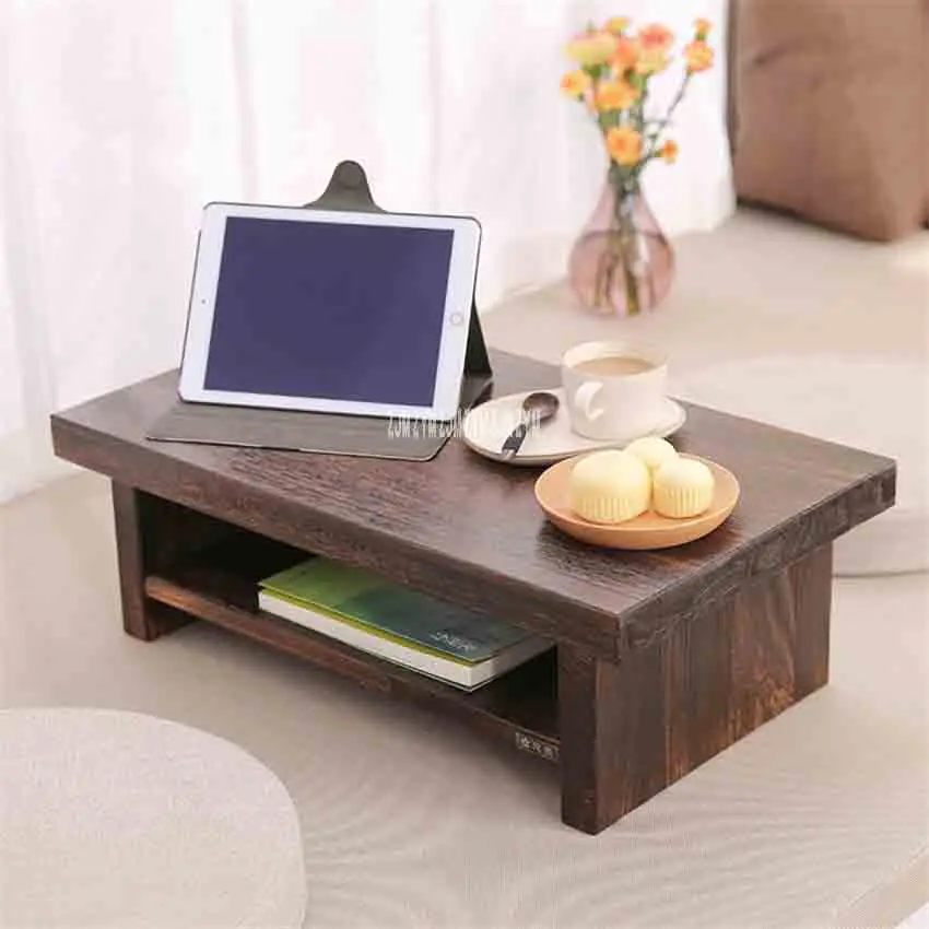 New Tatami Small Coffee Table Japanese Style Solid Wood Antique Tea Table Rectangle Computer Table Living Room Wooden Tea Table