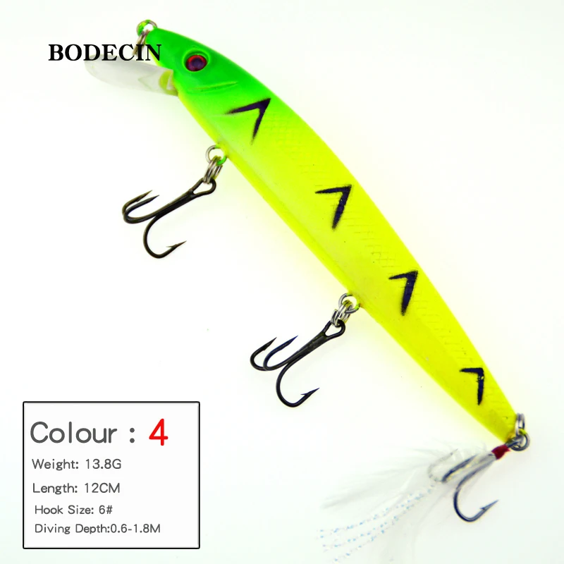 1PCS yo-zuri Minnow Wobblers Artificial Fishing Lure Trolling Lures Wobbler Bait For Crazy Fish Sea Tackle Peche Swimbait 12CM (26)