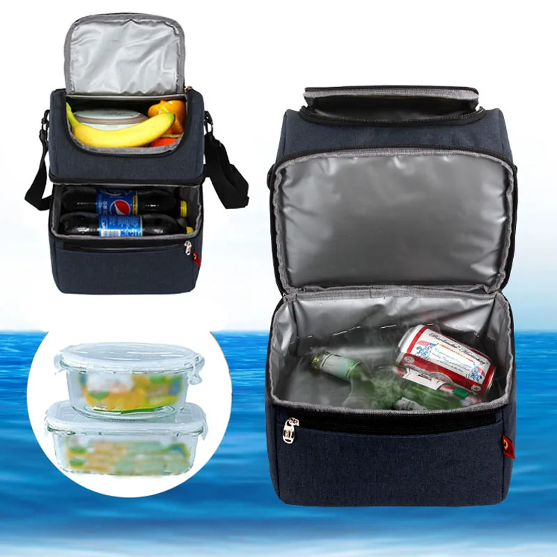 

DENUONISS Summer Waterproof Picnic Cooler Bag Double Zipper Thermal Cooling Bags thermo for Bottles and Fruits