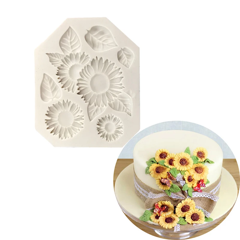

3D Silicone Cake Mold Sunflower Form Fordant Pan Mats Cookie Cutter Wedding Cakes Mould Decoration Molds Party Baking Moulds