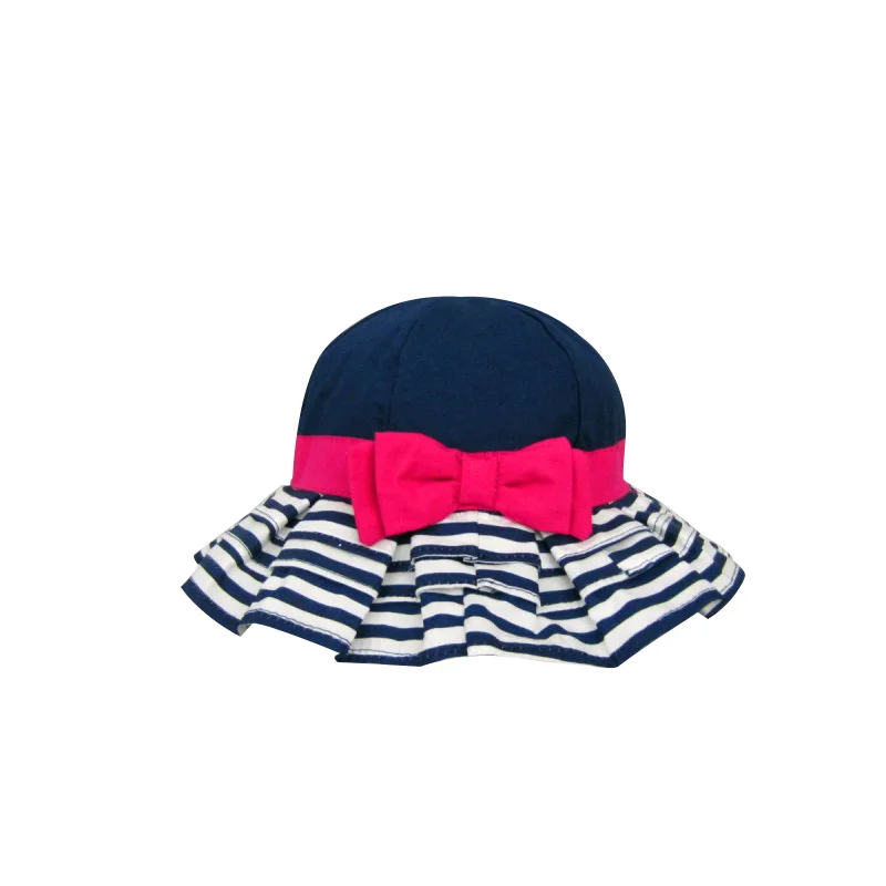 Rose Red Bow Baby Girls Hat Fashion Striped Bucket Hat For Girls Wide Brim Sun Cap Hat Spring Summer Panama Baby Girls Clothing (9)