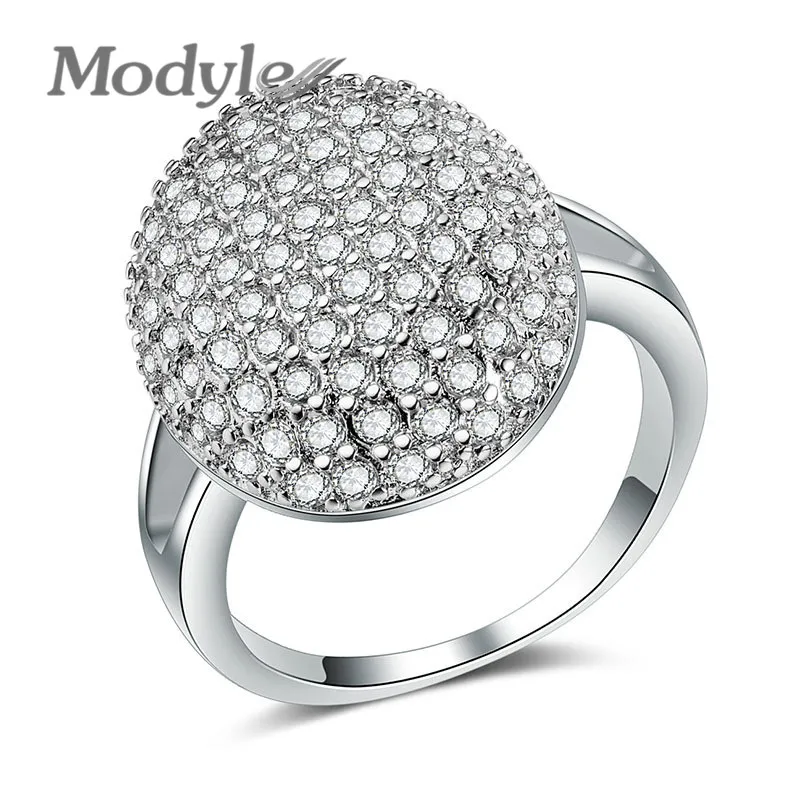 

Modyle Luxury Female Big White Unique Round Cute Full Zircon Jewelry Vintage Wedding Rings For Women