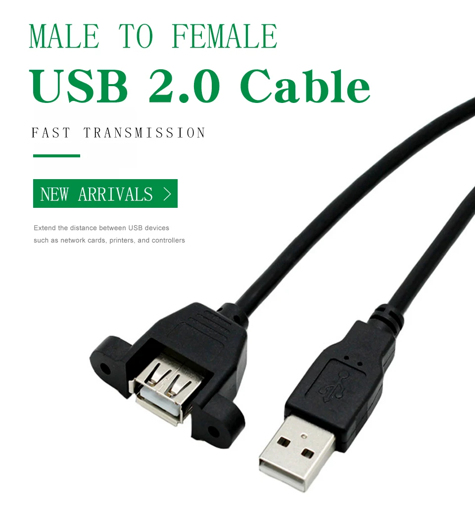USB 2.0 Extension Cord With Ear usb extension Cable Male to Female Wire Extend Can Be Fixed For PC Laptop USB cable Extender (2)