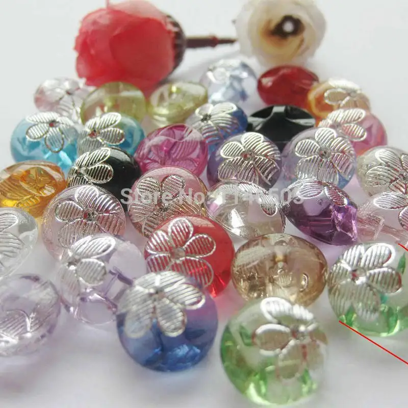 

50pcs/lot 12.5mm Shirt Buttons mixed Multicolor craft buttons randomly Transparent Acrylic buttons scrapbooking diy accessory