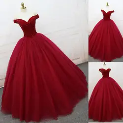 Элегантный бордовый кружево с открытыми плечами Свадебные платья плюс размеры бальное платье Африка Страна Vestido de novia официальное