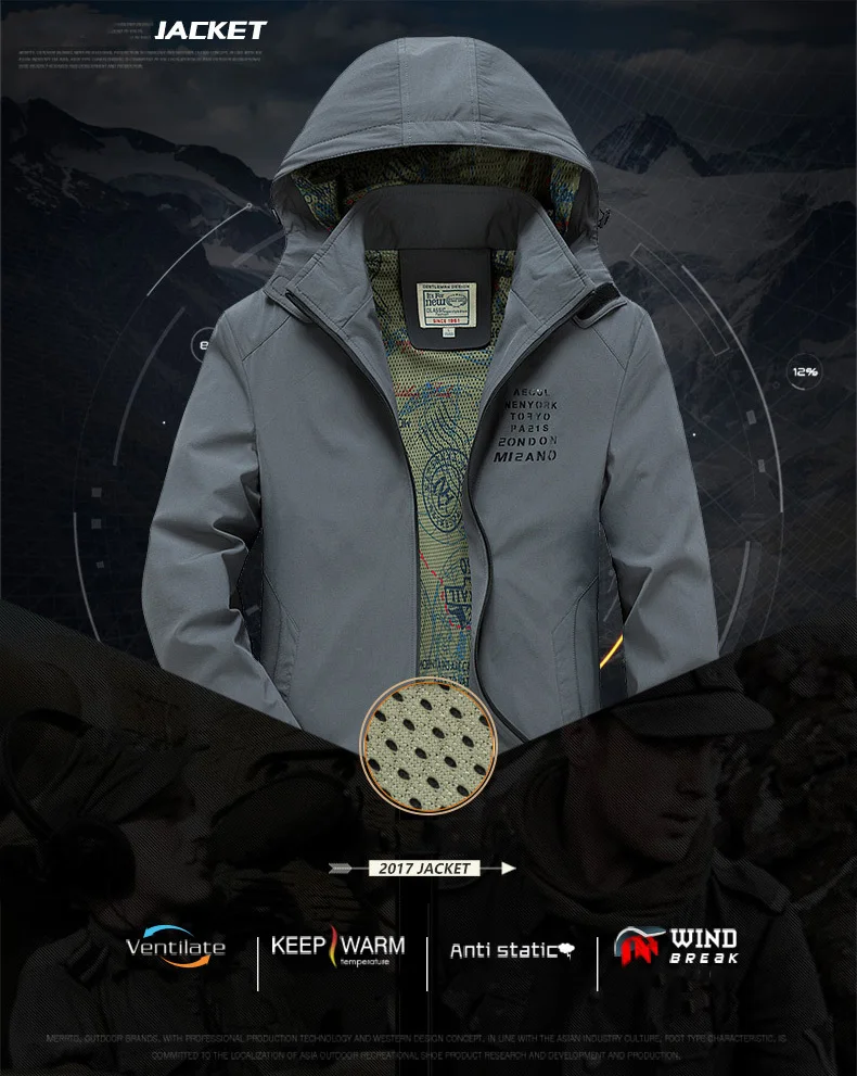 Waliicorners Autumn Mens Jackets Casual Military Jacket Windbreaker Quick Dry Coat Men Mesh Liner Plus Asian Size 4XL veste homme 8 1