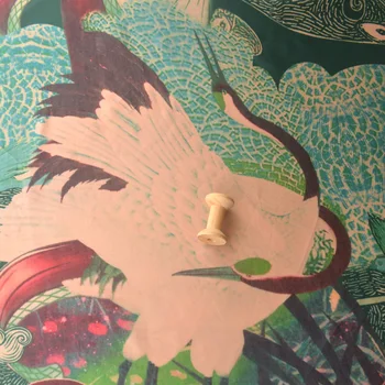 

Features green background white crane brocade cloth long shirt robe han clothing skirt fabrics