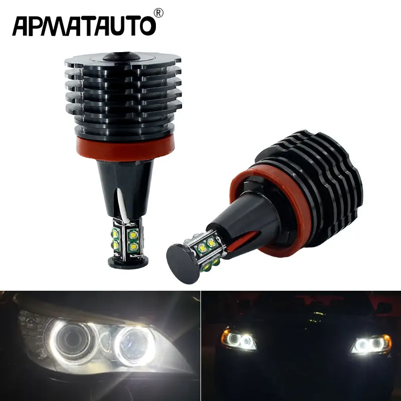 Offer Price for  2pcs Car Angel Eyes light Headlight Lamp white red blue fog lights H8 Headlamps Led CANBUS for BMW 
