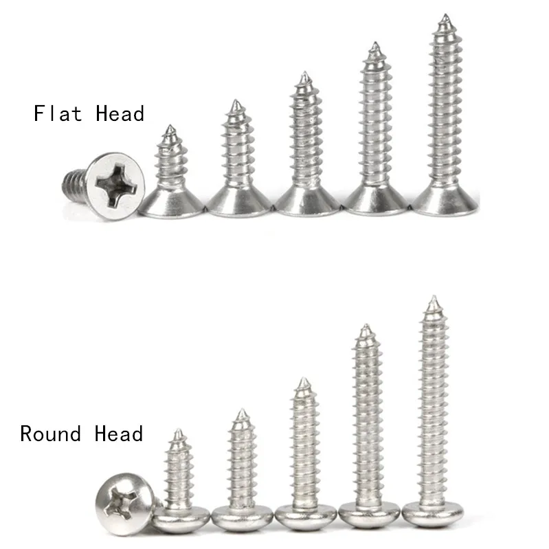 Нержавеющая сталь винтов Phillips M1/M1.2/M1.4/M1.7/M2/M2.2/M2.6* 3/4/5/6/8 мм винт с потайной плоской/с круглой головкой Самонарезающий винт с плоской головкой, болты