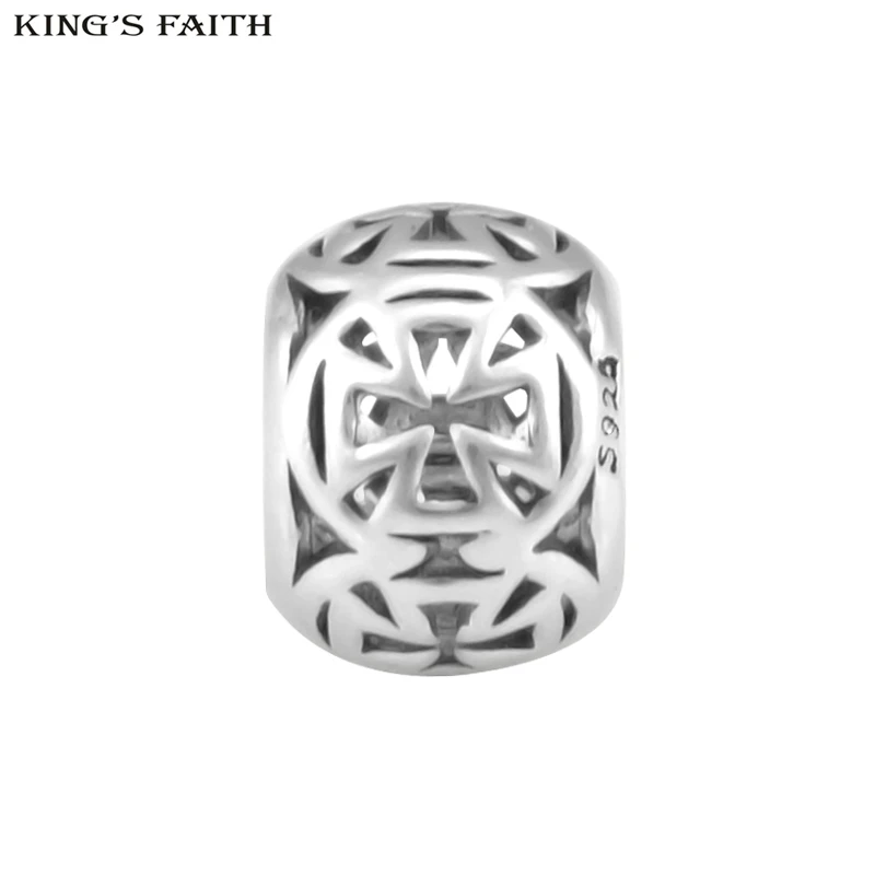 

KING'S FAITH 2018 New Fashion 925 Sterling Silver Cross Bead Fit Pandora Beads Charm Bracelet DIY Jewelry Making SSB137