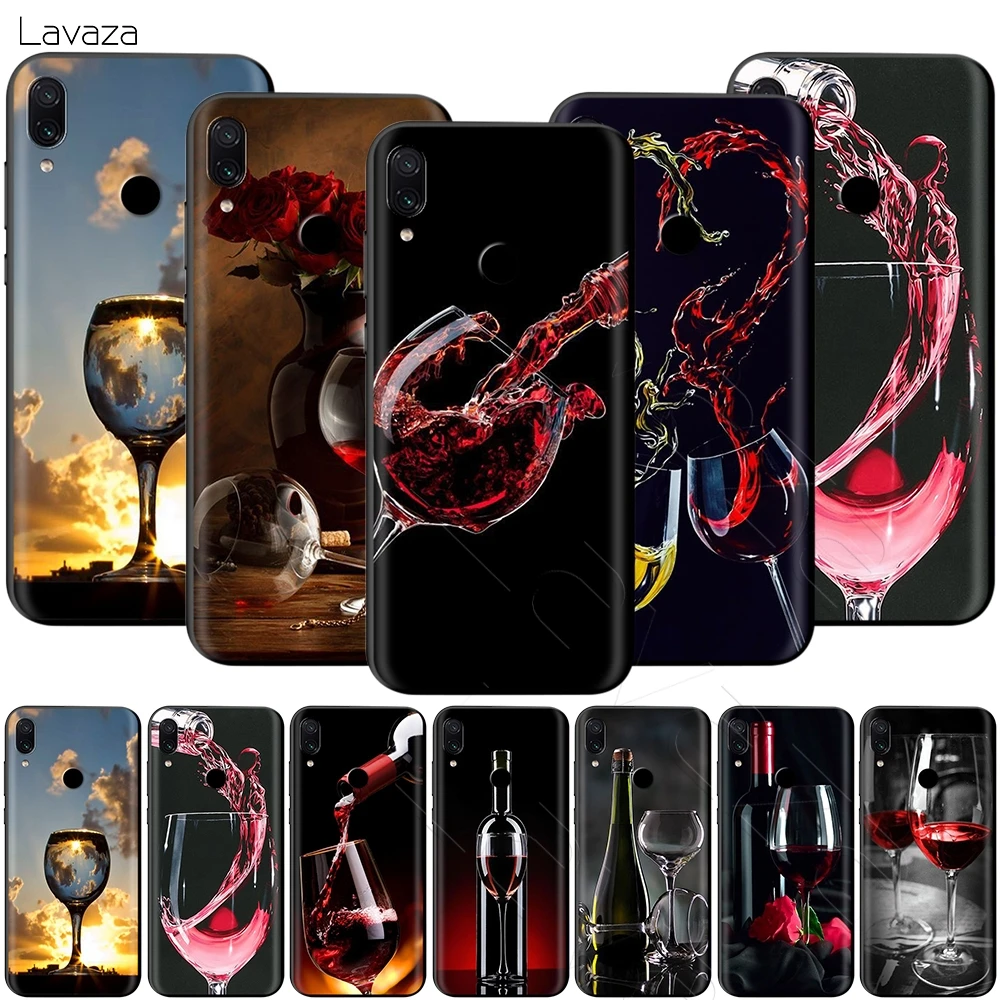 

Lavaza Classy Red Wine Glass Bottle Case for Xiaomi Redmi Note 8 Pro MI MAX 3 6 8 9 SE A1 A2 Lite Plus Pocophone F1