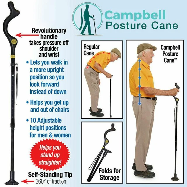 Adjustable Pole Foldable Safety Walking Stick For Elderly People