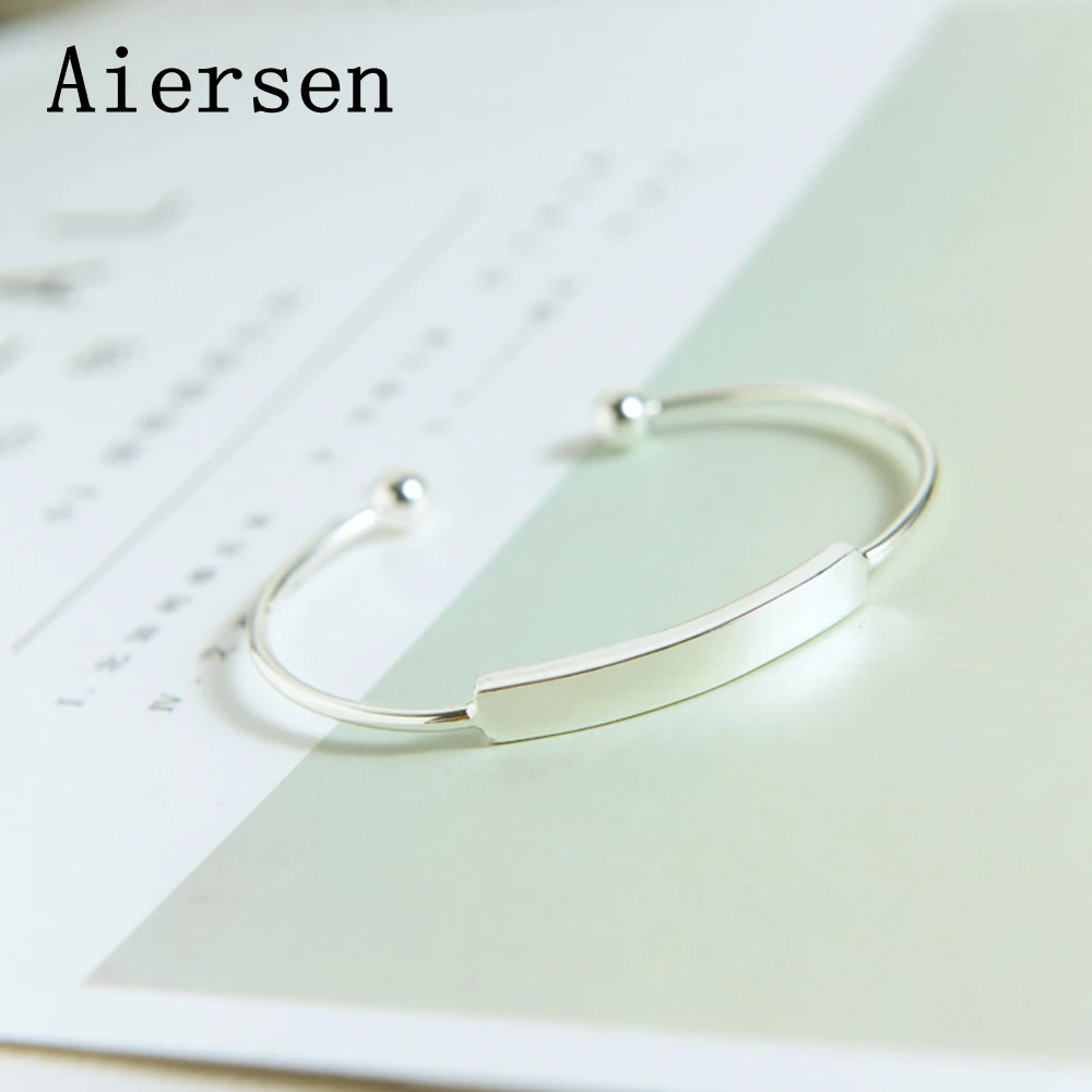 

Aiersen Fashion Bracelets for Women Real S925 Bangle Ladies Love Heart Carving Silver Bracelet Female Simple Bangles 2018 New