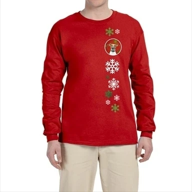Carolines Treasures KJ1183-LS-RED-M Red Snowflakes Jack Russell Terrier Long Sleeve Red Unisex Tshirt - Adult Medium (1)