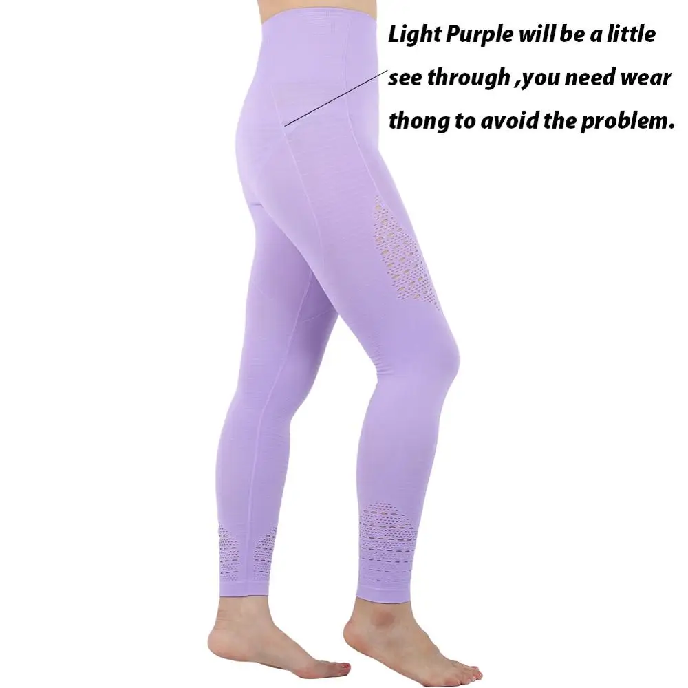 Супер эластичные спортивные колготки, энергетические Бесшовные штаны для занятий йогой с контролем живота, спортивные Леггинсы с высокой талией, Фиолетовые женские штаны для бега - Цвет: Light Purple