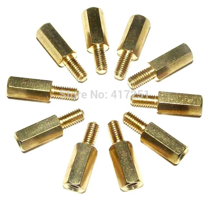 

1 piece M3*4+6mm Hexagonal Threaded Brass Spacers Hexagon Copper Post Fasteners