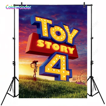 

Kids Background for Photography Cowboy Andy 5x7ft Green Lawn with Colorful Dusk Scenery Birthday Backdrops for Photo Booth Prop