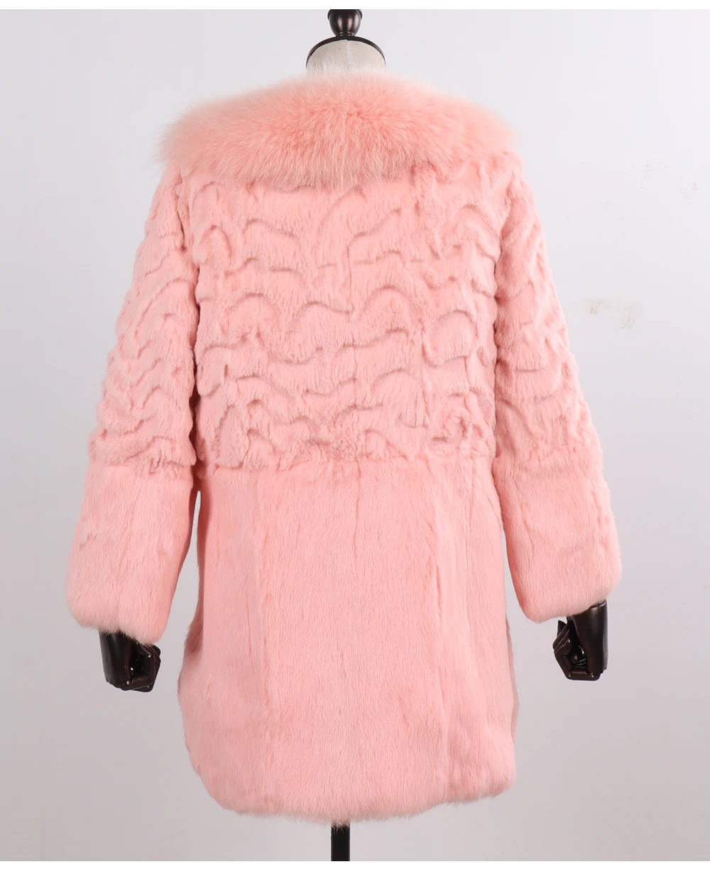 Новое Женское пальто из натурального кроличьего меха, зимнее теплое пальто из натурального кроличьего меха, длинное Стильное женское пальто из натурального меха