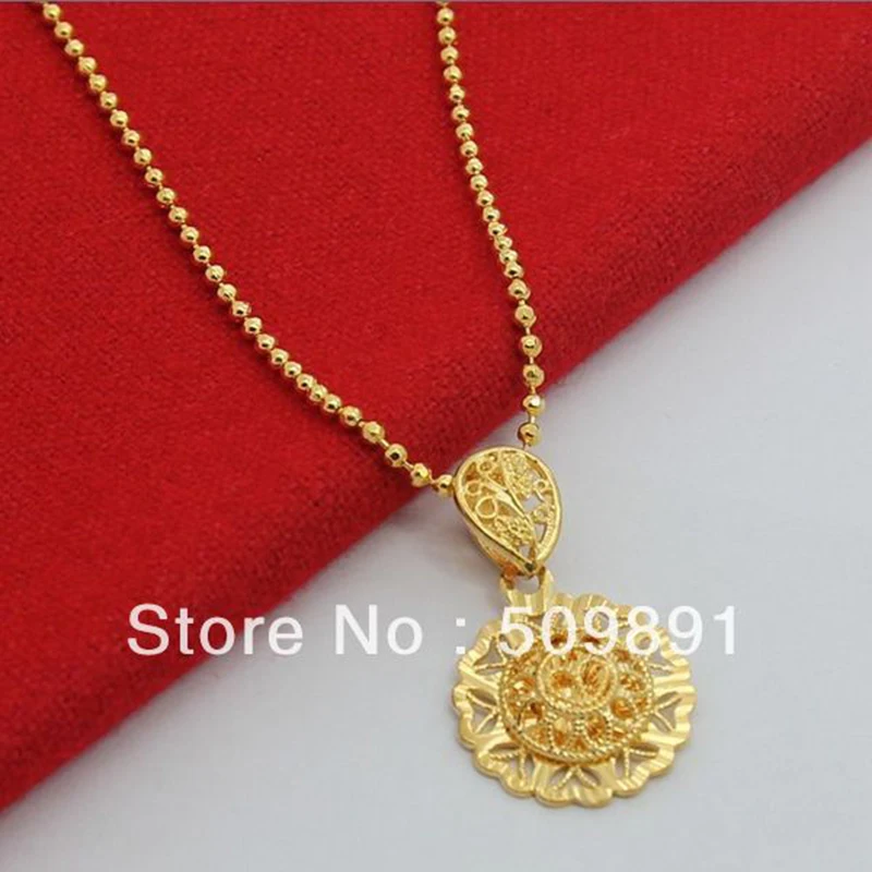 

NEC1509 Fashion 24k Gold Colou Chic Sun Pendant Necklaces For Women Men Jewelry AccessoriesWith 3mm Beads Chain (Pendant:1.9cm)