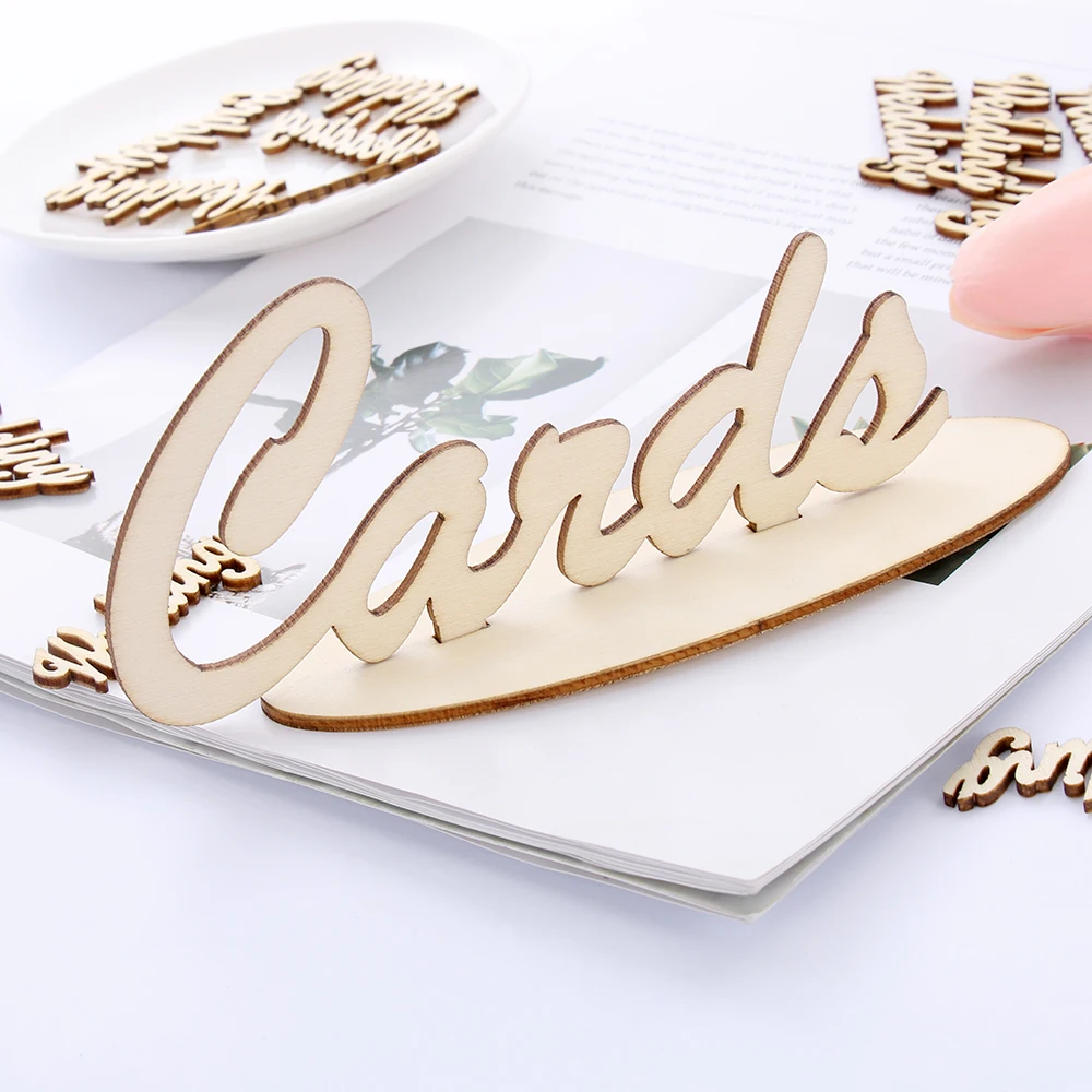 

Letters Cards Pattern Wooden Slice Handcraft Wedding Ornament Wood DIY Crafts Party Supplies Home Decoration
