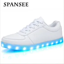 Spansee Fashion USB LED Light Up Shoes Glowing Shoes Basket Trainers Feminino Luminous Sneakers with Light Soles LED Slippers 22